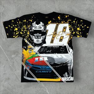 NASCAR Kyle Busch AOP M&M's Size XL Crown No. 18 All Over Print Racing T-Shirt